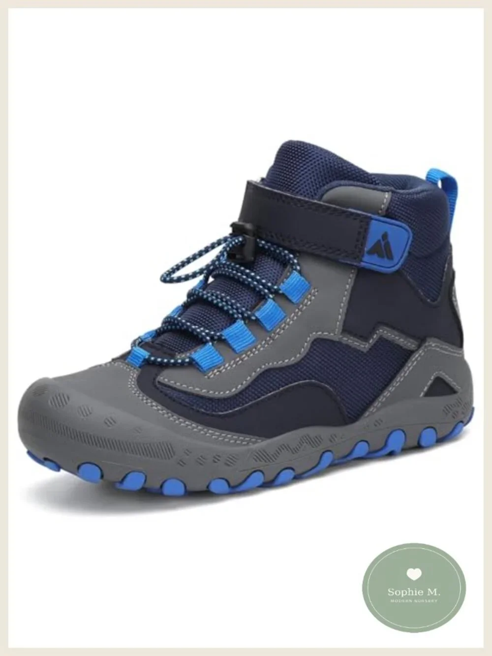 Kids Hiking Boots Water-Resistant Non-Slip Faux Leather Hook & Loop